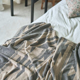Large - Native Motif Cotton Pile Blanket - Beige