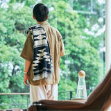 Native Motif Cotton Pile Blanket - Black