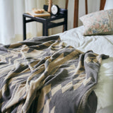 Large - Native Motif Cotton Pile Blanket - Beige
