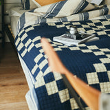 Patchwork Quilt Cover - Navy