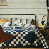 Patchwork Quilt Cover - Navy