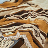 Native Motif Cotton Pile Blanket - Brown