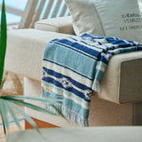 Native Stripe Cotton Pile Blanket - Blue