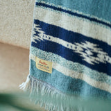 Native Stripe Cotton Pile Blanket - Blue