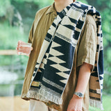 Native Motif Cotton Pile Blanket - Black