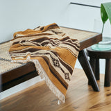 Native Motif Cotton Pile Blanket - Brown