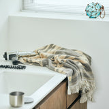 Native Motif Cotton Pile Blanket - Beige