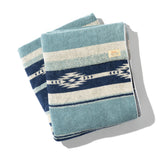 Large - Native Stripe Cotton Pile Blanket - Blue