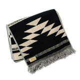 Native Motif Cotton Pile Blanket - Black