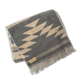 Native Motif Cotton Pile Blanket - Beige