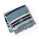 Native Stripe Cotton Pile Blanket - Blue