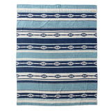 Large - Native Stripe Cotton Pile Blanket - Blue