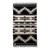 Native Motif Cotton Pile Blanket - Black