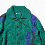 Jacquard Knit Polo Cardigan