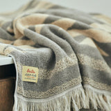 Native Motif Cotton Pile Blanket - Beige
