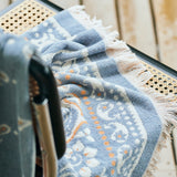 Bandana Cotton Pile Blanket - Sax