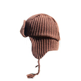 Chunky Knit Wool Flight Cap