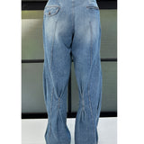 KHOKI- Pleat-Design Denim Pants