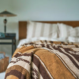 Large - Native Stripe Cotton Pile Blanket - Brown